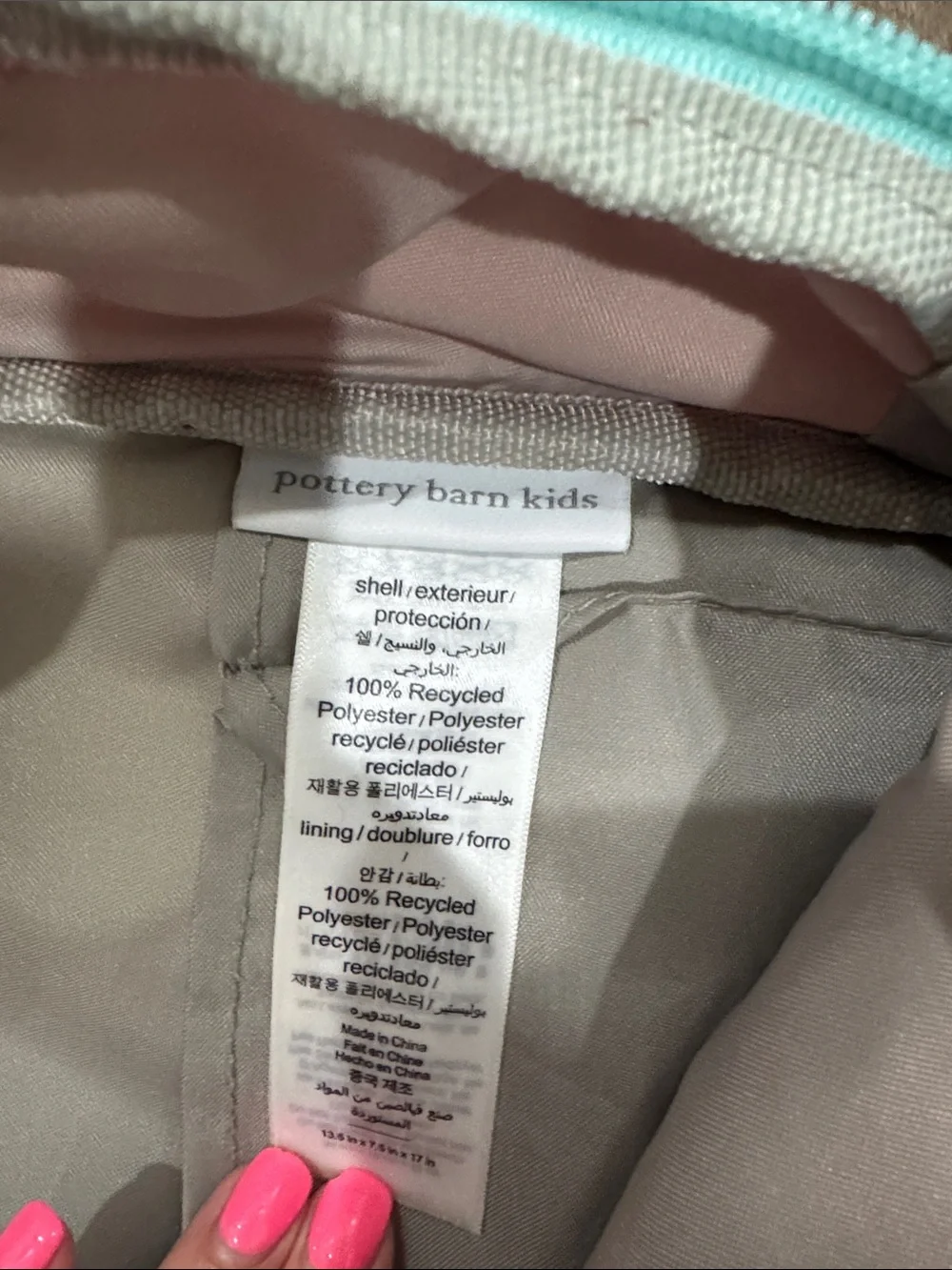 Pottery Barn Kids Pink and Teal Rainbow Backpack